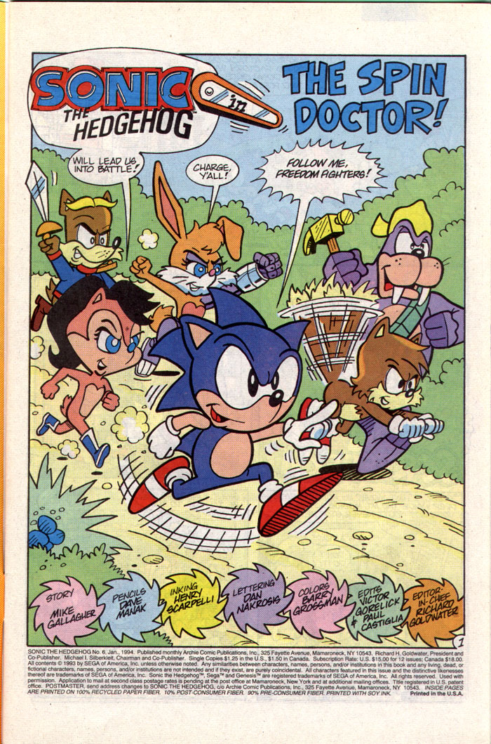 Sonic - Archie Adventure Series January 1994 Page 1